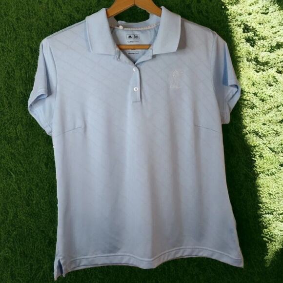Adidas CLIMACOOL Women’s Golf Polo Light Blue Size L LPGA Logo Short Sleeve - Picture 1 of 9